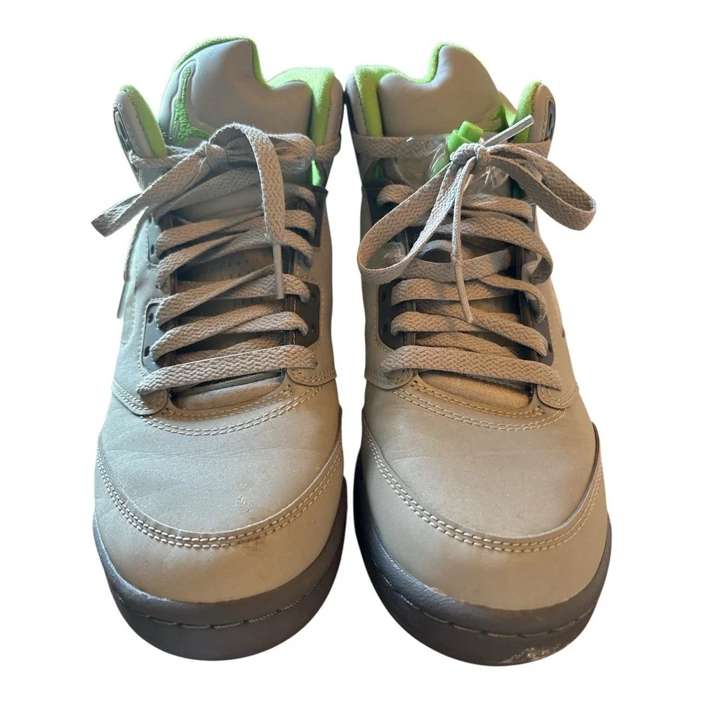 Nike Air Jordan 5 Retro‎ Green Bean Size 6.5Y Silver Grey Green
